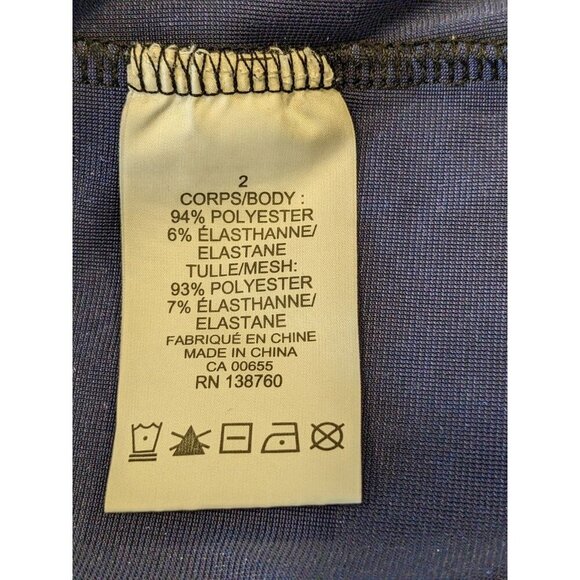 MBLM By Tess Holliday Womens Plus 2X Top Black Blue Sheer Mesh Crushed Velvet - Picture 6 of 6